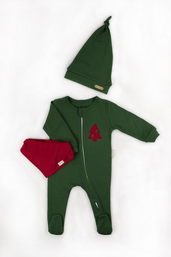 163080 Komplet czapka, apaszka i pajac "Magia Świąt" Nicol - zielony