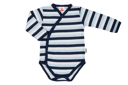 0327G "Strip Types" Body dzidziuś z długim rękawem Makoma granatowy