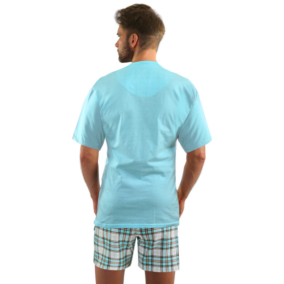 2576/17 Piżama męska krótki rękaw krótkie spodnie Sesto Senso turkusowy 