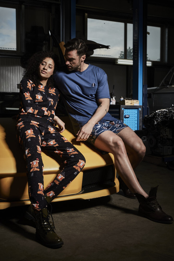 Cornette 326/191 Barber Piżama męska krótki rękaw, spodenki jeans