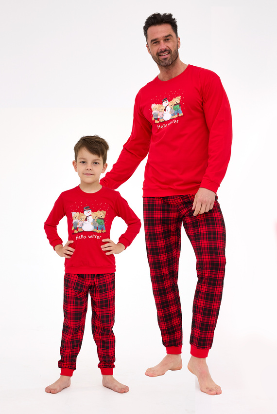 115/289 Winter Piżama męska Cornette – świąteczna, czerwona, bawełna, długi rękaw