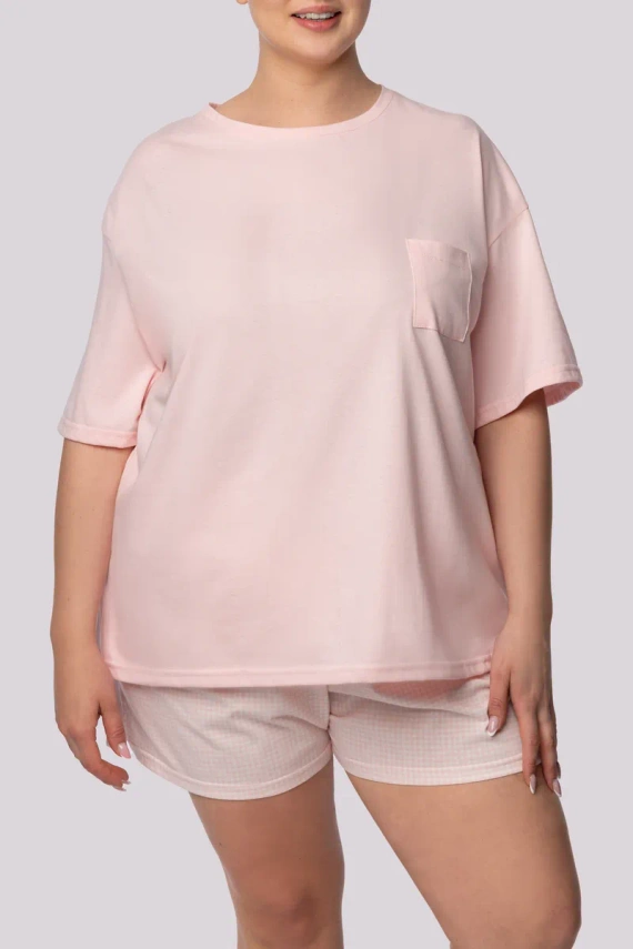 Joy shortsleeve Piżama damska Mona spring light pink 
