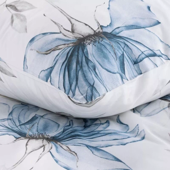 Spring 34 Kwiaty pościel satynowa Eurofirany biały/niebieski