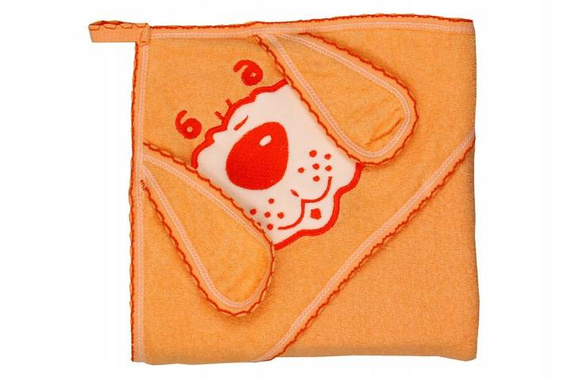 Niemowlęce okrycie kąpielowe "Piesek" Terjan - Łosoś