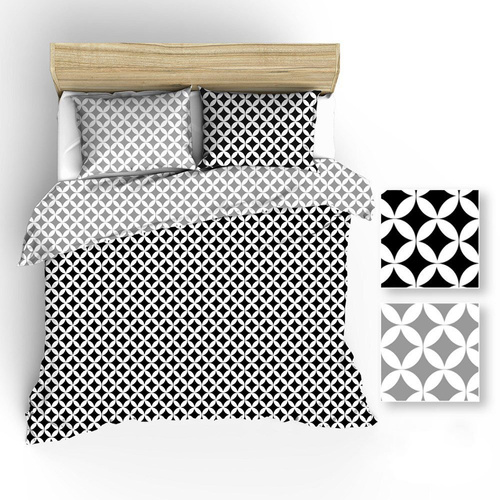 R141 Pościel bawełniana maroko Karo szary-biały