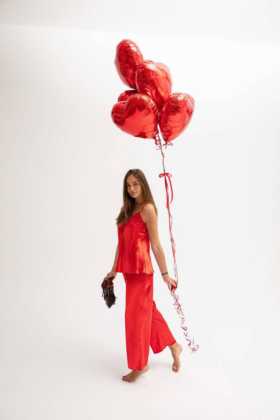 Caroline Komplet piżama damska DKaren - czerwona