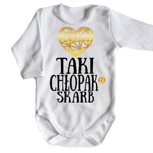 "TAKI CHŁOPAK TO SKARB" Body długi rękaw Moocha biały