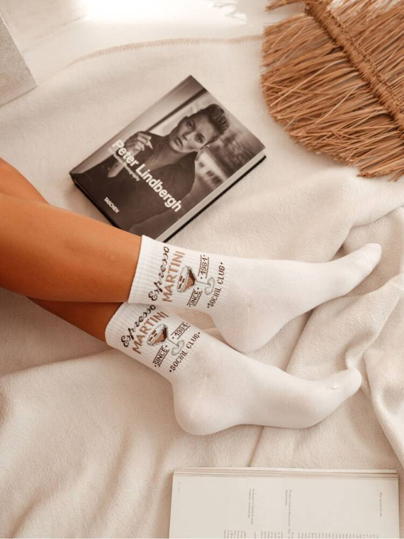 0200-156 Espresso Martini Skarpety damskie Milena -białe 