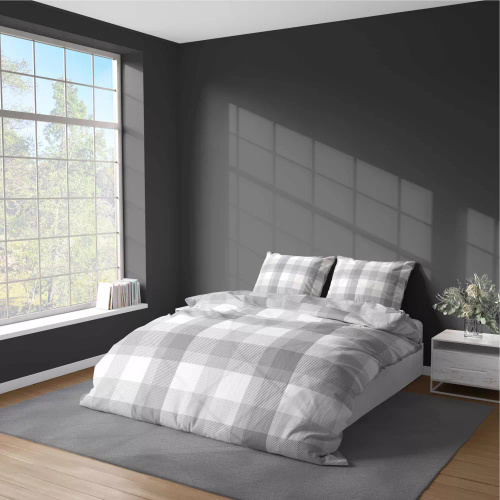 5040 A Pościel z mikrofibry kratka Detexpol szary