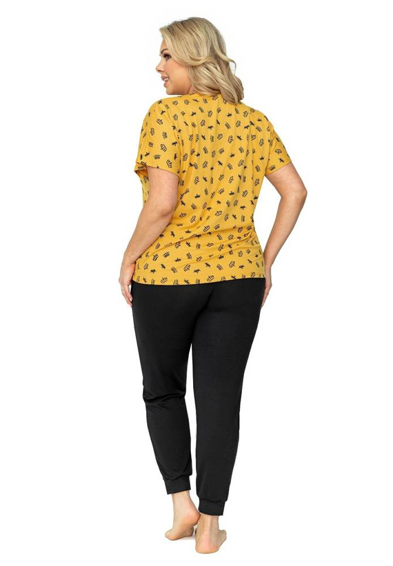 Queen Plus Piżama Damska Donna -musztardowy