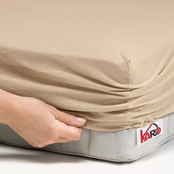 Prześcieradło frotte z gumką KARO - beżowy