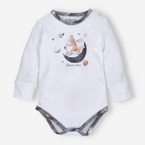 Space Tour Body z bawełny organicznej Nini biały