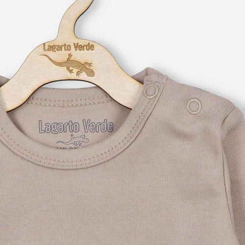 KAR-0014/KAW Bluzka z długim rękawem gładka Lagarto Verde - beżowy