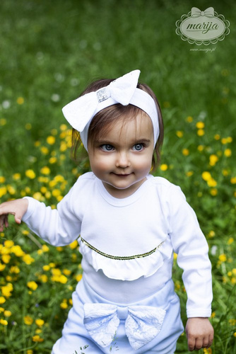 0716K Princess Opaska z kokardką Marija - biały