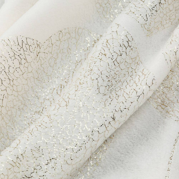 Ginko 2 Koc narzuta z mikrofibry z błyszczącym nadrukiem liści Eurofirany miodowy