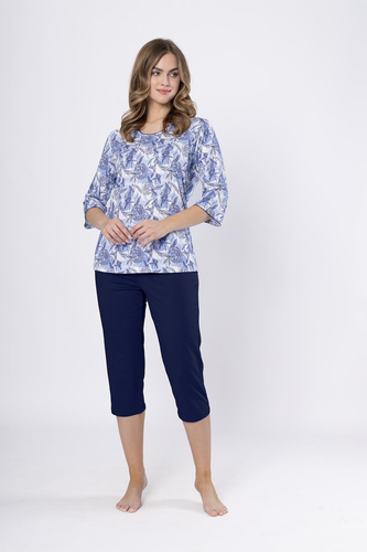 Piżama damska Ewlin 1661 Leveza  jeans– bawełna, rękaw 3/4