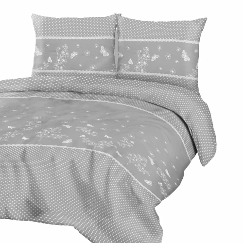 31503/2 Pościel flanelowa kwiaty Darymex szary 