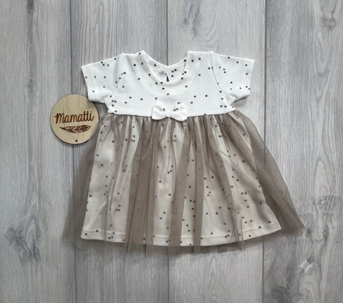 Sukienko-body z tiulem SB16201 Mamatti białe niemowlęce eleganckie