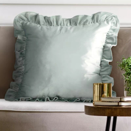 Poszewka 45x45 Brenda szałwiowa welwet Eurofirany falbanki szałwiowy 