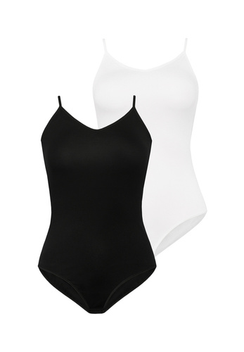 2402-2 Classico Body damskie na ramiączkach 2 pack Teyli czarny-biały