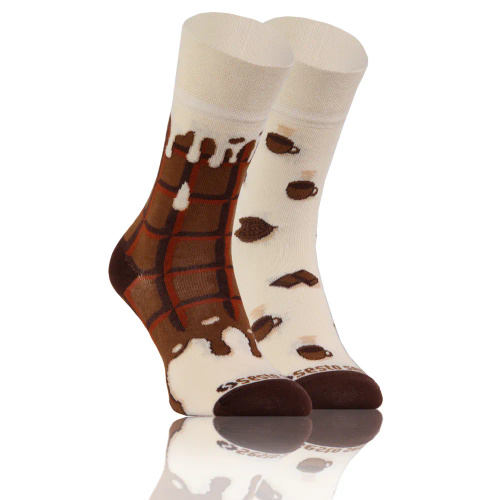 Kawa Czekolada Skarpety długie finest cotton dwie różne Sesto Senso beżowy 