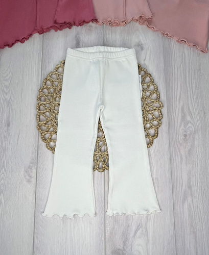 Legginsy prążek dzwony Mamatti LJ802 97% bawełna elastyczne - ecru