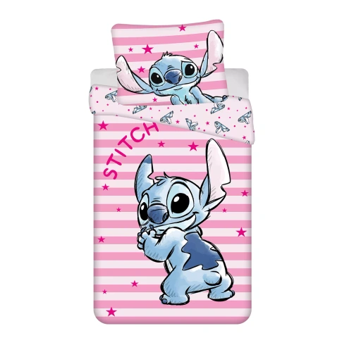Pościel Lilo i Stitch JF24 140x200 różowa gwiazdy 100% bawełna