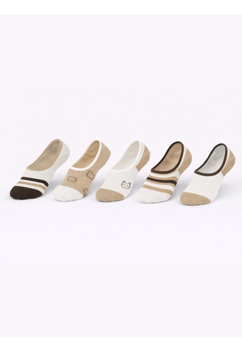 Baleriny damskie Noviti ST092 – bawełniane stopki z silikonem na pięcie ecru B