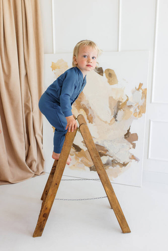 11249D "Natural Waffel" Bluza Makoma denim