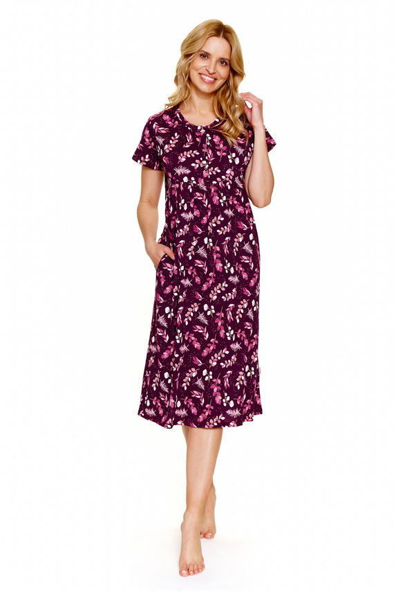 4119 Doctor Nap – Koszula nocna ciążowa i do karmienia | 100% bawełna, Polska produkcja - burgundy