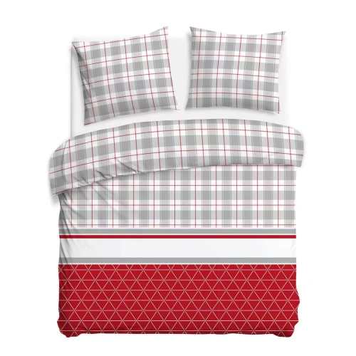 Pościel flanelowa Flanelove 31520/2 bawełna 160 g/m² szaro-czerwona kratka