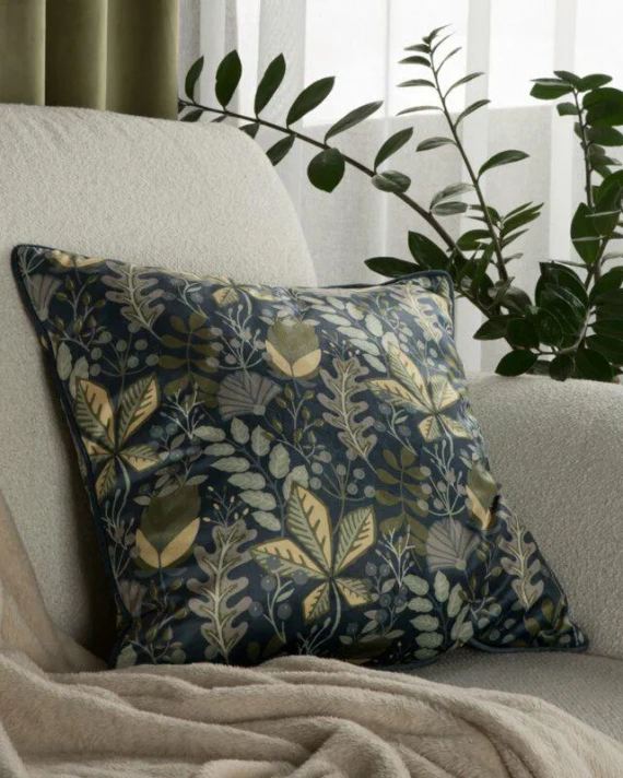 Velvet 107 poszewka welurowa kwiaty Eurofirany granatowy