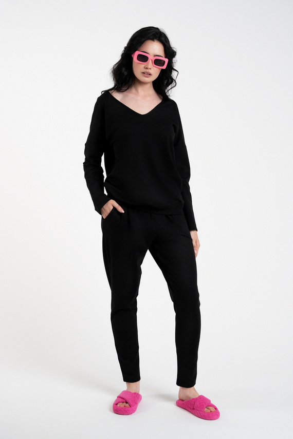 Karina Komplet Damski długi rękaw, spodnie Italian Fashion - czarny