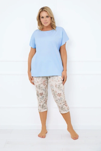 Solita Piżama Damska krótki rękaw, 3/4 spodnie Italian Fashion - niebieska