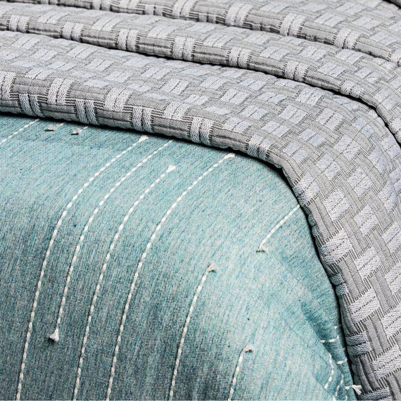 Montenegro 8 pościel z ozdobnymi przeszyciami Eurofirany jasnozielony