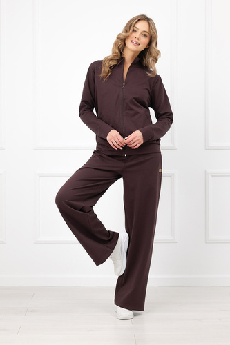 Bluza Damska Credo Italian Fashion Bawełniana Rozpinana Stójka Kieszenie-brązowa