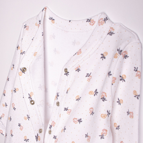 220031 Pajac niemowlęcy Nicol bawełna 100% w kwiatki z napami