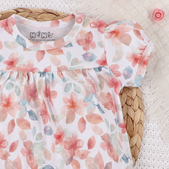 ABN-5428 Kolorowe kwiatki Sukienka z bawełny organicznej Nini druk