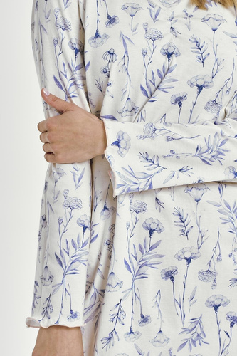 Koszula nocna bawełniana Taro Caroline 3455  niebieska– długi rękaw, wygodna i kobieca