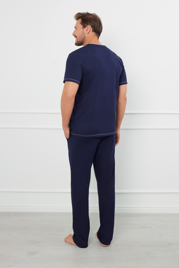 Salomon Piżama Męska krótki rękaw, długie spodnie Italian Fashion - granatowy/niebieski