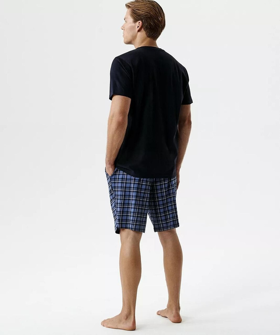 NMP-401 Letnia Piżama Męska 100% Bawełna Peach granatowa