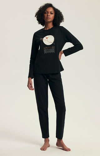 43727 Dairoku Piżama damska Henderson  czarna – bawełna, dł. rękaw i spodnie