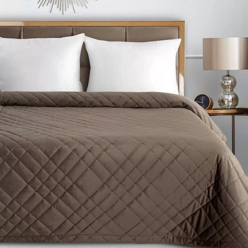 Ria 6 Narzuta welurowa dekoracyjna na łóżko Eurofirany brązowy