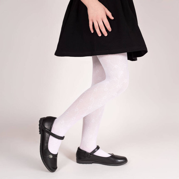 141800 Rajstopy żakardowe W1 Nicol - biały