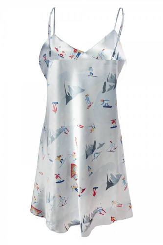 DK-HK Christmas Satynowa halka, wąskie ramiączko DKaren - błękit 015