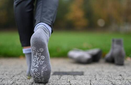 D-051 Skarpety damskie Lady Socks Frotte ABS Bratex - szary melanż