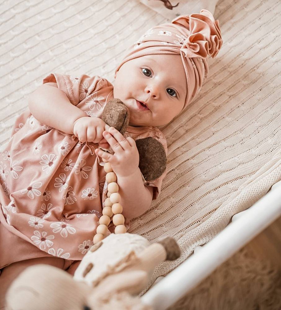 Daisy Czapka Turban dla dziewczynki Eevi - jasny róż