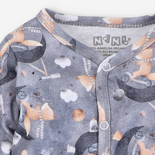 ABN-4627/LIS Space Tour Kaftanik niemowlęcy z bawełny organicznej Nini niebieski