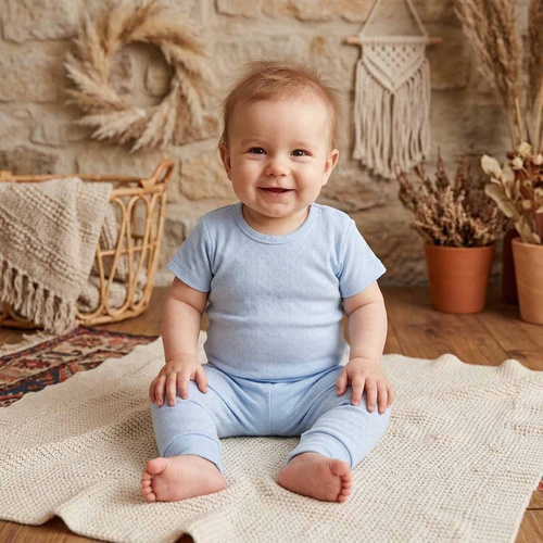 224041 Nicol Body Niemowlęce Niebieskie 100% Bawełna Ażurowa Basic