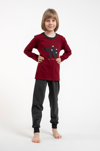 Morten Piżama chłopięca Italian Fashion bordowy/c.melanż